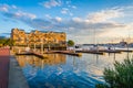 Docks and waterfront condominiums in Canton, Baltimore, Maryland Royalty Free Stock Photo