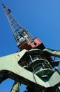 Dockside cargo crane at river port Kolyma Royalty Free Stock Photo