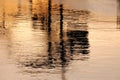 Dockside reflections at sunset Royalty Free Stock Photo