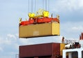 Dockworker on container ship