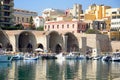 Dockyard buildings and harbour, Heraklion.