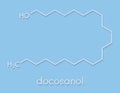 Docosanol behenyl alcohol antiviral drug molecule. Used in treatment of cold sores herpes simplex virus. Skeletal formula.