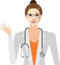 Female Doctor Advising he patient - Vector Illustration