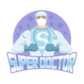 Super doctor in protective mask.