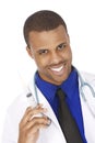 American doctor holding a large syringe and looking evil Royalty Free Stock Photo
