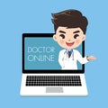 The doctor advise patients through online in computer laptop