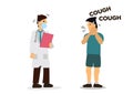Doctor afraid a patient who is coughing. Concept of Coronavirus outbreak or pandemic