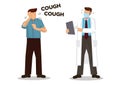 Doctor afraid a patient who is coughing. Concept of Coronavirus outbreak or pandemic
