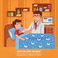 Doctor Attending Patient Home Flat Illustration