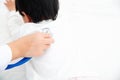The doctor auscultated the child lying in bed Royalty Free Stock Photo
