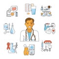 Doctor avatar and medical icons