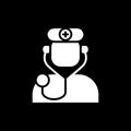 Doctor avatar vector icon on black background