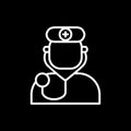 Doctor avatar vector icon on black background