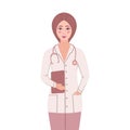 Doctor, beauty woman, medical insurance. Vector Illustration for printing, backgrounds, covers, packaging, greeting cards, posters