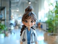 ?harming character illustrations of a girl doctor in a hospital. Generative AI