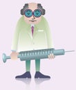 Doctor With Big Hypodermic Needle Royalty Free Stock Photo