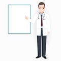 Doctor with billboard adn medical presentation icon Royalty Free Stock Photo