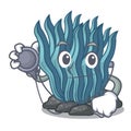 Doctor blue seaweed in the shape mascot
