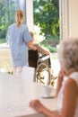 Doctor helping elder lady