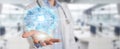 Doctor creating artificial intelligence interface 3D rendering