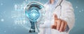 Doctor using digital artificial intelligence interface 3D render Royalty Free Stock Photo