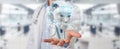 Doctor using digital artificial intelligence interface 3D render Royalty Free Stock Photo