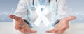 Doctor using digital ribbon cancer interface 3D rendering Royalty Free Stock Photo