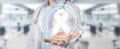 Doctor using digital ribbon cancer interface 3D rendering Royalty Free Stock Photo