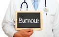 Doctor with burnout sign