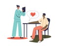 Doctor cardiologist examining patient with increased heart rate. Heart attack danger concept