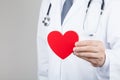 Doctor cardiologist holding a heart in his hands. Cardiology and heart disease concept. Royalty Free Stock Photo