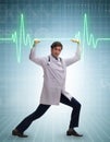 Doctor cardiologist supporting cardiogram heart line