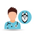 Doctor cartoon veterinarian dog siberian