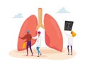 Doctor Character Holding X-ray Image of Lungs Learning Patient Fluorography with Asthma, Tuberculosis or Pneumonia