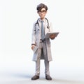 3d Doctor Character With Tablet: Hyper-realistic Fernando Amorsolo Style