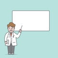 Doctor character & text box lecture illustration vector on green