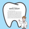 Doctor character & tooth text box illustration vector on blue ba