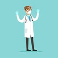 Doctor character wearing rubber gloves and medical mask vector Illustration Royalty Free Stock Photo
