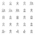 Doctor characters line icons set