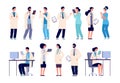 Doctor characters. Medical hospital staff people. Doctor nurse surgeon pharmacist dentist in medic uniform, flat vector Royalty Free Stock Photo