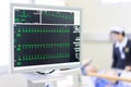 The doctor check heart rate and pulse of patient by running test Royalty Free Stock Photo
