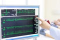 The doctor check heart rate and pulse of patient by running test Royalty Free Stock Photo