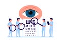Doctor is checkup eye vision. Examination eyes people, focus correction treatment. Ophthalmology. Optometrist Royalty Free Stock Photo