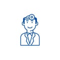 Doctor checkup line icon concept. Doctor checkup flat vector symbol, sign, outline illustration.