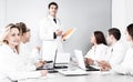 Doctor chief speech at meeting in office Royalty Free Stock Photo