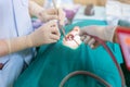 The doctor cleaning the teeth patient with ultrasonic tool Royalty Free Stock Photo