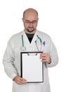 Doctor with clipboard and blank paper Royalty Free Stock Photo