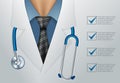 Doctor close up. Medical background. Vector illustration