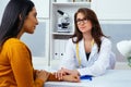 doctor comforting patient in hospital Royalty Free Stock Photo