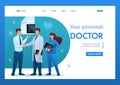 Doctor communicates with the patient. Health care concept. Flat 2D character. Landing page concepts and web design